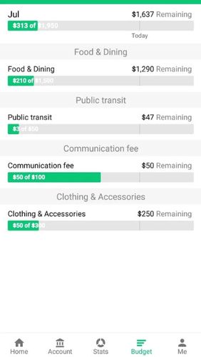 Screenshots of Sprouts: Money manager, expense and budget program for Android phone or tablet.