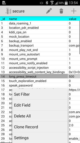 Screenshots des Programms SQLite Editor für Android-Smartphones oder Tablets.