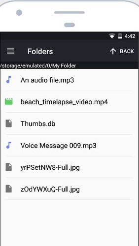Les captures d'écran du programme Stealth audio player pour le portable ou la tablette Android.