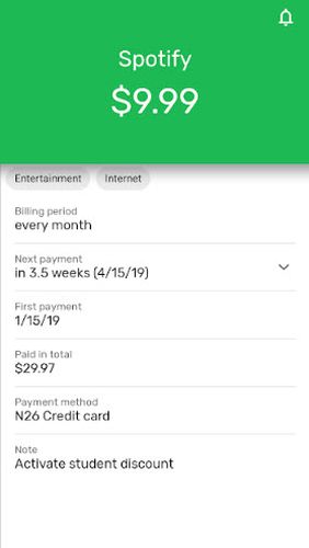 Aplicativo Subscriptions - Manage your regular expenses para Android, baixar grátis programas para celulares e tablets.