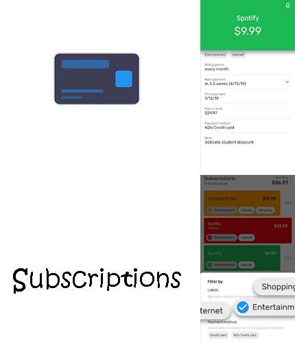 Besides Camera mania Android program you can download Subscriptions - Manage your regular expenses for Android phone or tablet for free.