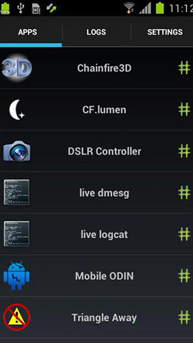 Capturas de pantalla del programa Super SU para teléfono o tableta Android.