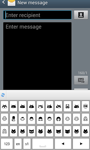 Screenshots des Programms Symbols keyboard and text art für Android-Smartphones oder Tablets.
