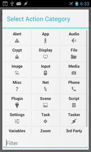 Les captures d'écran du programme Automate pour le portable ou la tablette Android.