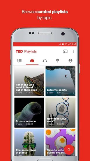 Screenshots of Ted program for Android phone or tablet.