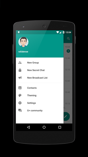 Les captures d'écran du programme Plus Messenger pour le portable ou la tablette Android.