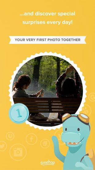 Screenshots of Timehop program for Android phone or tablet.