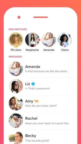 Screenshots of Tinder program for Android phone or tablet.
