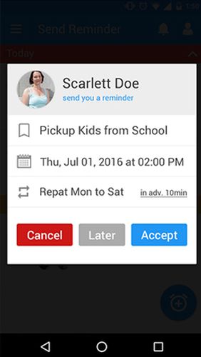 Screenshots of To do reminder with alarm program for Android phone or tablet.