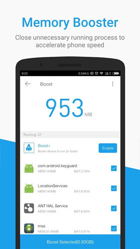 Screenshots des Programms Eagle Security für Android-Smartphones oder Tablets.
