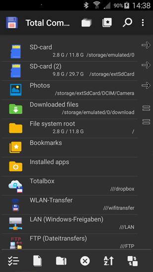 Screenshots des Programms Solid explorer file manager für Android-Smartphones oder Tablets.