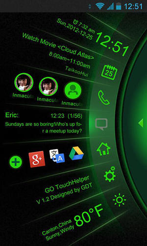 Capturas de pantalla del programa Toucher para teléfono o tableta Android.