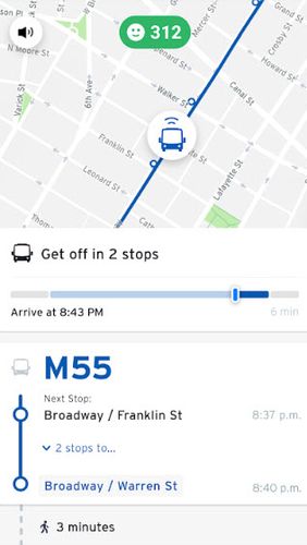 Screenshots des Programms Moovit: Bus times, train times & live updates für Android-Smartphones oder Tablets.