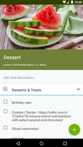Screenshots of Trello program for Android phone or tablet.