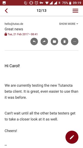 Laden Sie kostenlos Tutanota - Free secure email für Android Herunter. Programme für Smartphones und Tablets.