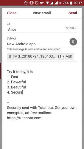 Aplicación Tutanota - Free secure email para Android, descargar gratis programas para tabletas y teléfonos.