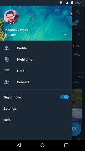 Capturas de pantalla del programa Twitter para teléfono o tableta Android.