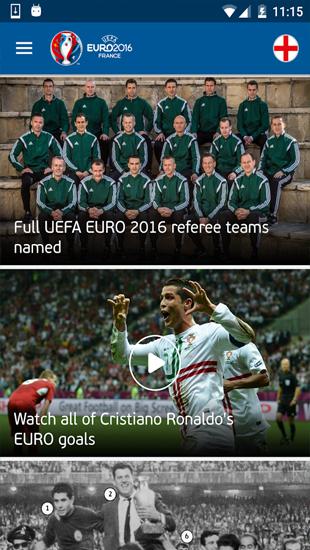 Безкоштовно скачати UEFA Euro 2016: Official App на Андроїд. Програми на телефони та планшети.