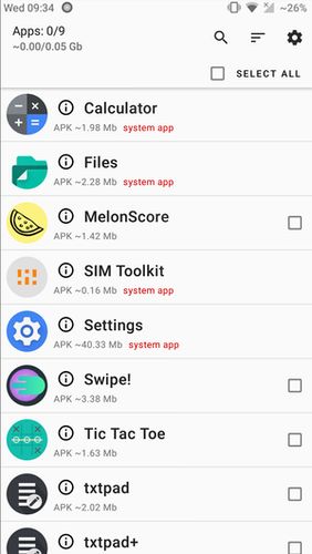 Les captures d'écran du programme UnApp - Easy uninstall multiple apps pour le portable ou la tablette Android.