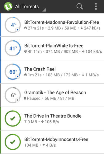 Télécharger gratuitement µTorrent pour Android. Programmes sur les portables et les tablettes.