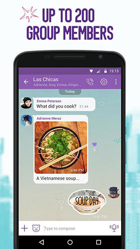 Screenshots of Viber program for Android phone or tablet.