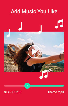 Screenshots des Programms Video editor music für Android-Smartphones oder Tablets.