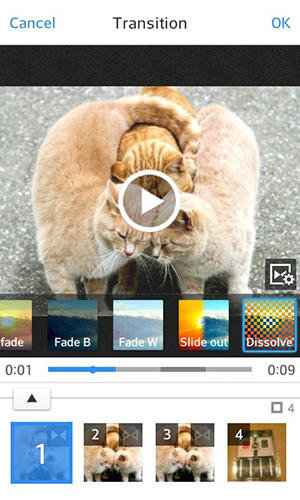 Screenshots des Programms Viva video für Android-Smartphones oder Tablets.