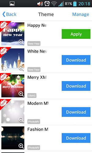 Screenshots des Programms Afterlight für Android-Smartphones oder Tablets.