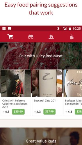 Screenshots of Vivino - Wine scanner program for Android phone or tablet.