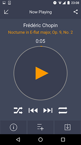 Les captures d'écran du programme TuneIn: Radio pour le portable ou la tablette Android.
