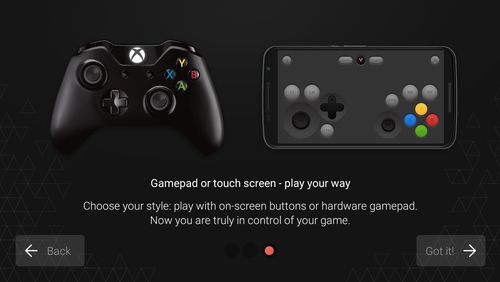 Screenshots des Programms Vortex cloud gaming für Android-Smartphones oder Tablets.