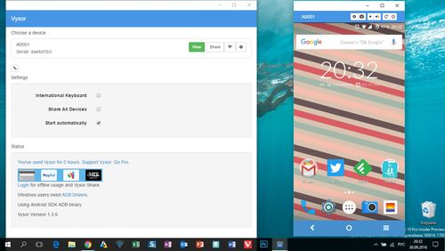 Capturas de pantalla del programa Vysor - Android control on PC para teléfono o tableta Android.