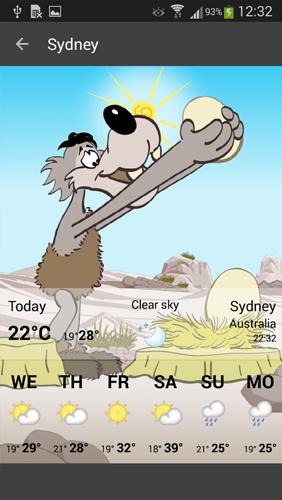 Screenshots des Programms Foreca weather für Android-Smartphones oder Tablets.