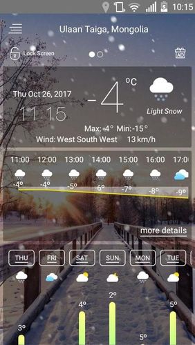 Capturas de pantalla del programa Weather Forecast by smart-pro para teléfono o tableta Android.