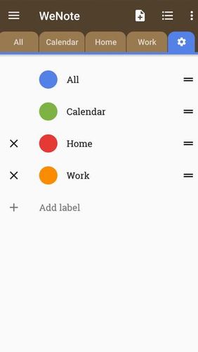 Screenshots of WeNote - Color notes, to-do, reminders & calendar program for Android phone or tablet.