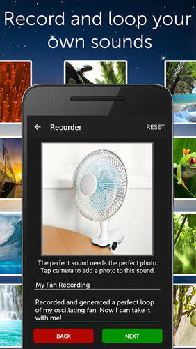 Screenshots des Programms White Noise für Android-Smartphones oder Tablets.
