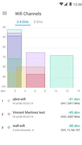 Les captures d'écran du programme WiFiman pour le portable ou la tablette Android.