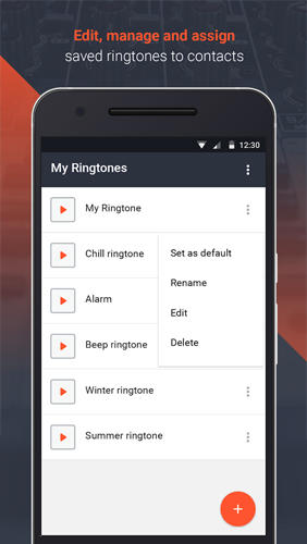 Capturas de tela do programa Wiz: Ringtone Maker em celular ou tablete Android.