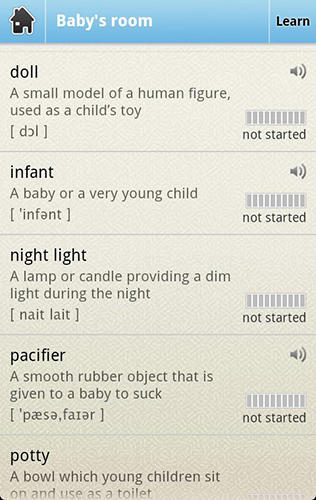 Screenshots of Reverse dictionary program for Android phone or tablet.