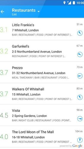 Screenshots of Foursquare program for Android phone or tablet.