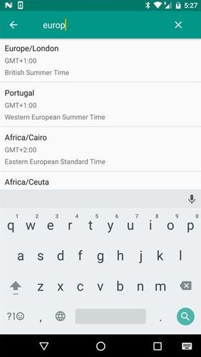 Screenshots des Programms World clock für Android-Smartphones oder Tablets.