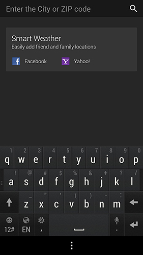 Les captures d'écran du programme Yahoo weather pour le portable ou la tablette Android.