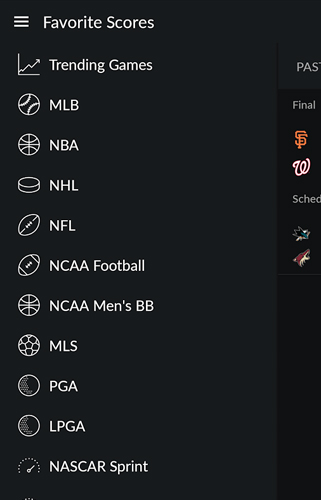 Screenshots of Yahoo! Sportacular program for Android phone or tablet.