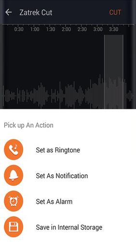 Capturas de pantalla del programa Zatrek cut para teléfono o tableta Android.