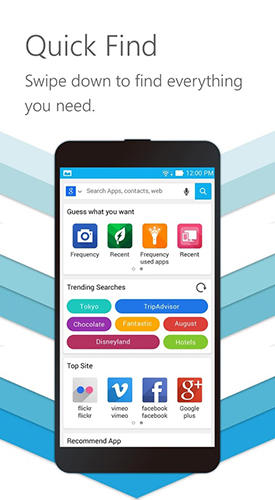 Capturas de tela do programa Zen UI launcher em celular ou tablete Android.