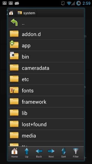 Capturas de pantalla del programa CM Backup para teléfono o tableta Android.