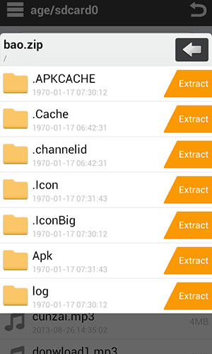 Screenshots des Programms Zipper für Android-Smartphones oder Tablets.
