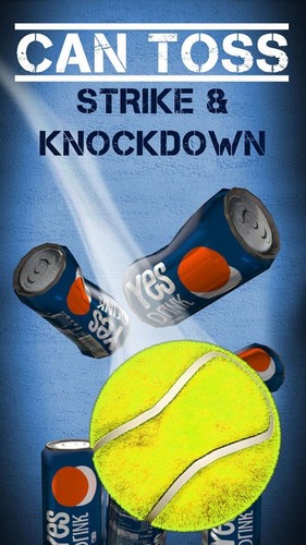 Can toss. Strike, knockdown poster