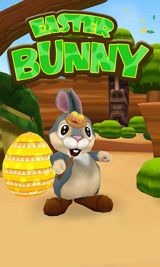 Easter bunny. Rabbit frenzy: Easter eggs storm poster