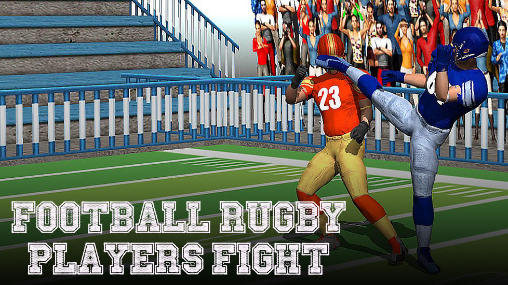 Football rugby players fight poster